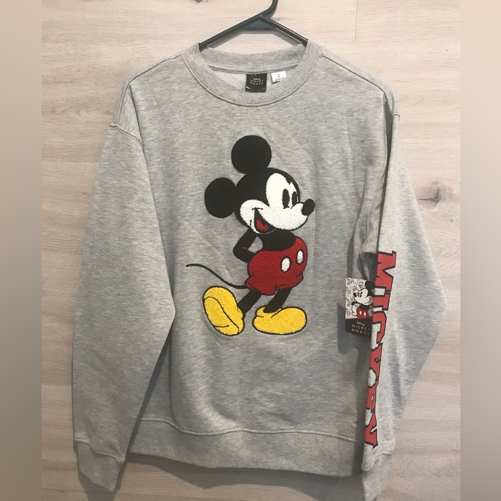 NWT Disney Gray Mickey Mouse embroidered Sweater